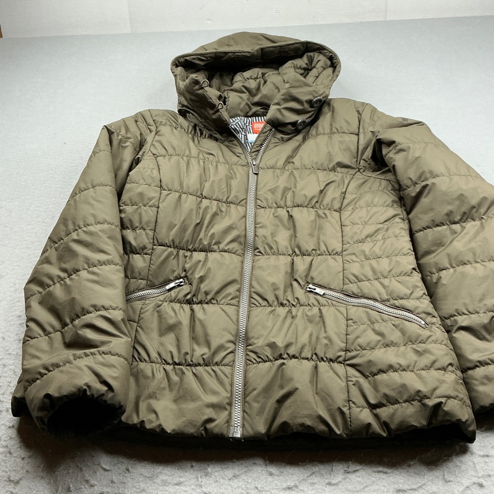 Columbia Puffer Jacket Thermal Coil Hooded Olive Green Medium Winter Coat